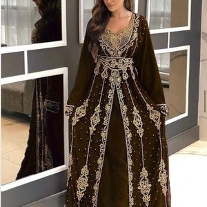 brown moroccan kaftan dress